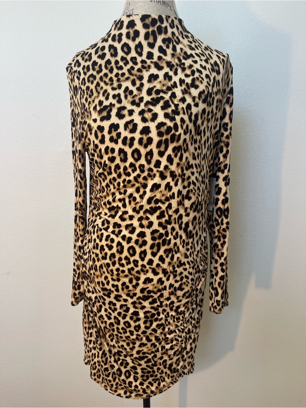 Bar III 🐆🤎🖤Animal Print Leopard Long Sleeve Dress Large NWT